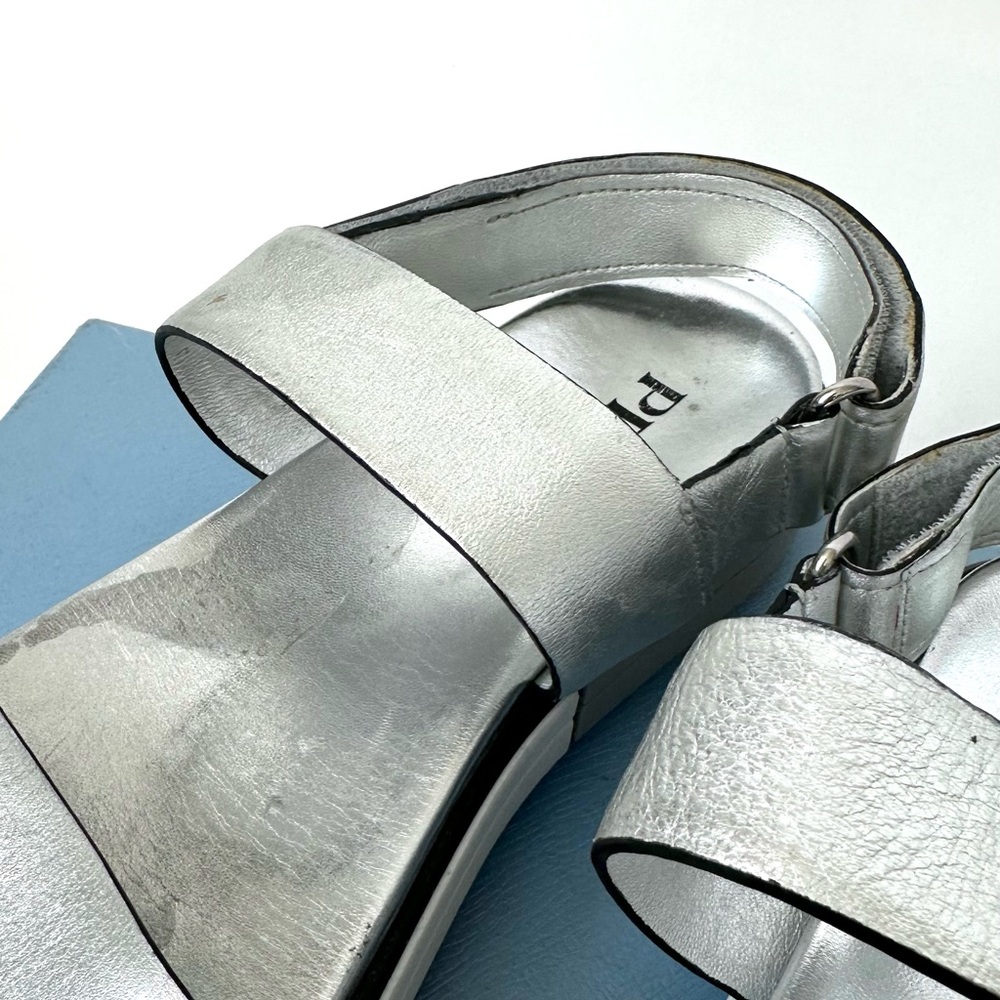 PRADA SPORTY METALLIC SILVER OPEN TOE SANDALS LUXURY PLATFORM SHOE 39, US 8.5 - Picture 7 of 12